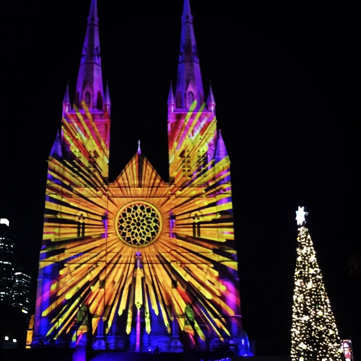 Above: the Lights of Christmas projections at St Mary's Cathedral. Credit: CAS/Giovanni Portelli