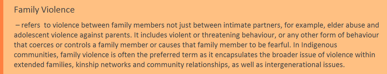Definition colour tab Definition Family Violence