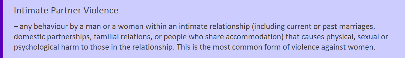 Definition colour tab Intimate Partner Violence